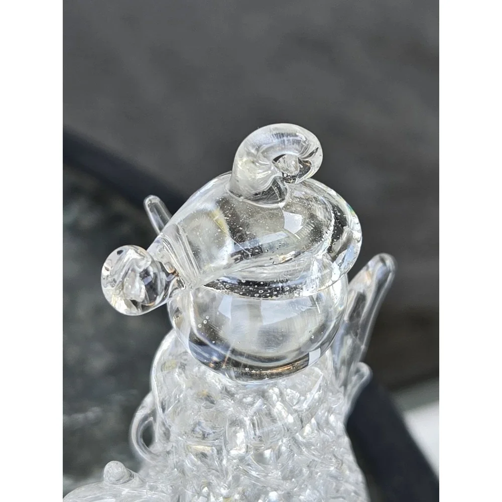 Spun Clear Glass Snowman Christmas Ornament 3.25